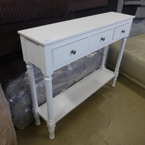 1654 - A white three drawer console table