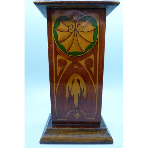 694 - Five clocks including Art Nouveau miniature Grandfather clock, two carriage clocks and a Swiza