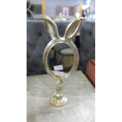 1302 - A large silver rabbit ears table mirror, H 42cms (MK4612)   #