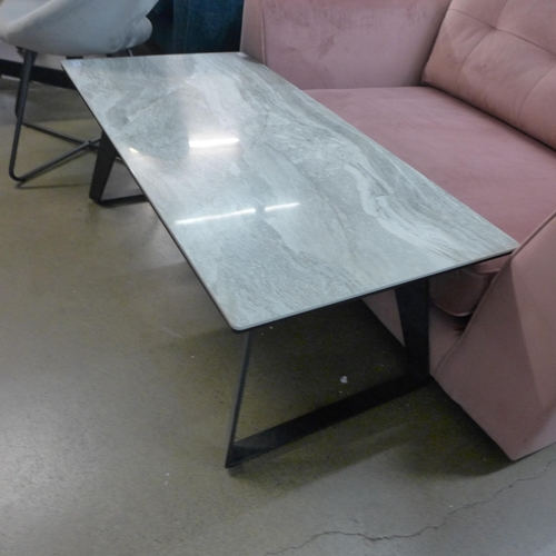 1308 - A Morada marble effect and black metal leg coffee table * this lot is subject to VAT