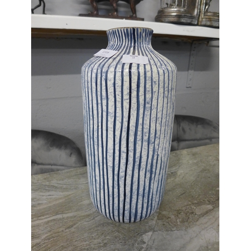 1318 - A Bude blue and white stripe stoneware vase (70-57425)   #