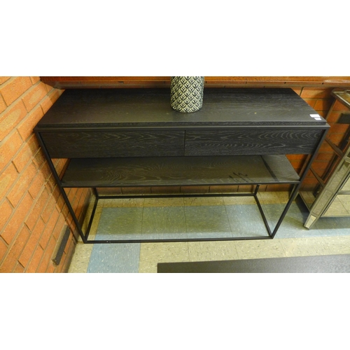 1338 - A black painted wood and metal industrial style console table * this lot is subject to VAT