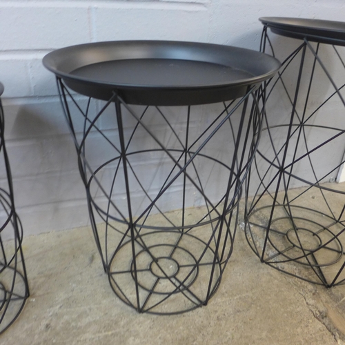 1432A - A set of three metal nesting tables