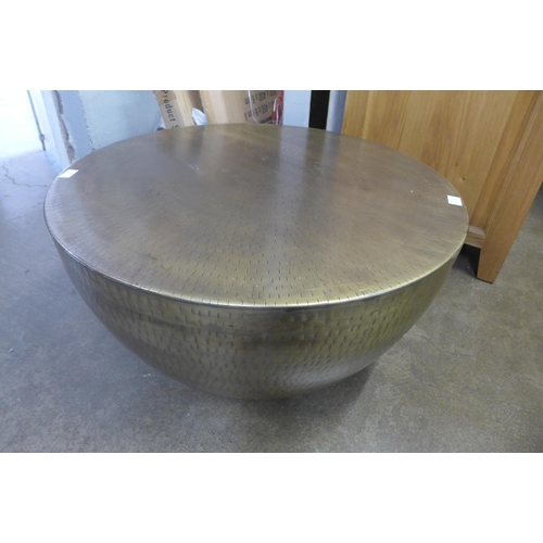 1445 - A brass drum coffee table * this lot is subject to VAT