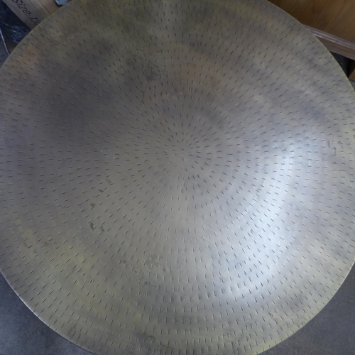 1445 - A brass drum coffee table * this lot is subject to VAT