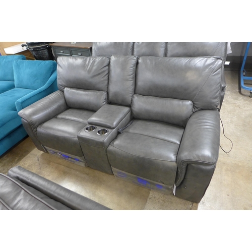 1473 - Maxwell 2 Seater Grey Recliner Leather sofa, Original RRP £1166.66 +VAT (4166-24) *This lot is subje... 