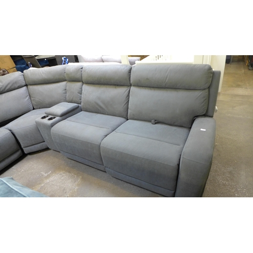 1491 - Paisley Fabric Sectional Power Recliner sofa With Power Headrests, - damaged corner section Original... 