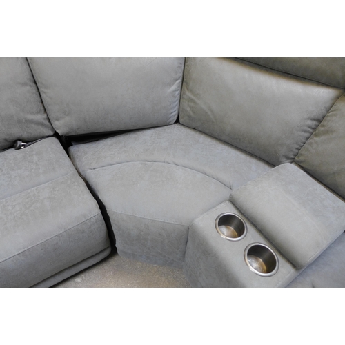 1491 - Paisley Fabric Sectional Power Recliner sofa With Power Headrests, - damaged corner section Original... 