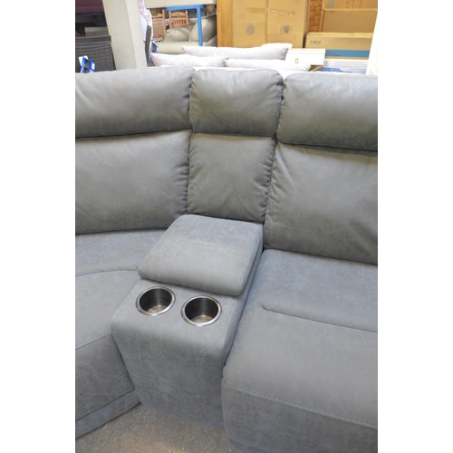 1491 - Paisley Fabric Sectional Power Recliner sofa With Power Headrests, - damaged corner section Original... 