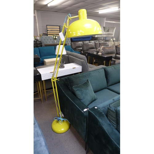 1492 - A yellow floor standing angle poise lamp