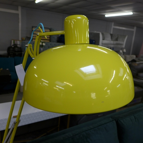 1492 - A yellow floor standing angle poise lamp