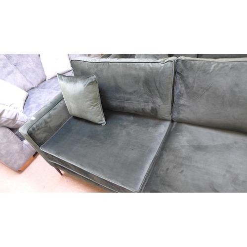 1493 - Aspen 3 seater Green Velvet Sofa, Original RRP £749.99 +VAT (4166-8) *This lot is subject to VAT