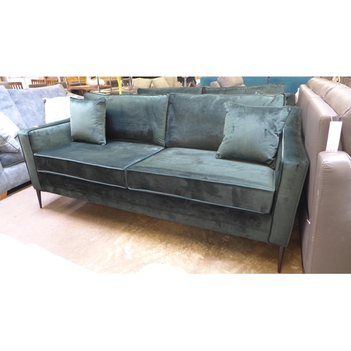 1494 - Aspen 3 Seater Green Velvet Sofa, Original RRP £749.99 +VAT (4166-7) *This lot is subject to VAT