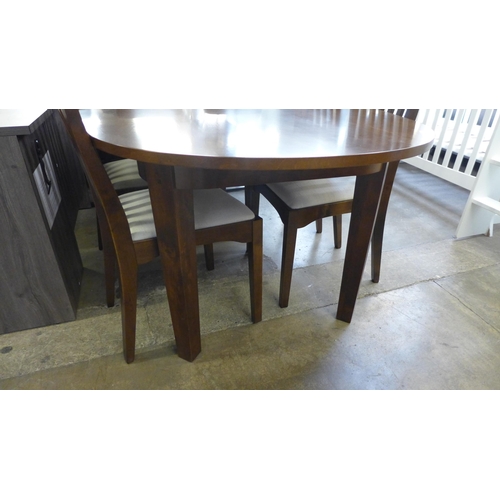 1536 - A Laura Ashley chestnut oval extending dining table and four chairs, 180cm extending to 225cm, width... 