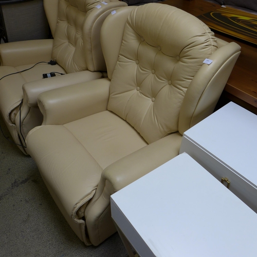 1644 - A cream leather electric reclining armchair