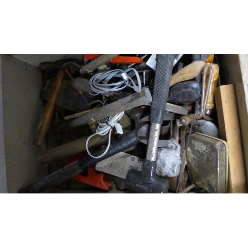 2006 - Four boxes of mostly hand tools including hammers, saws, screwdrivers, files and more