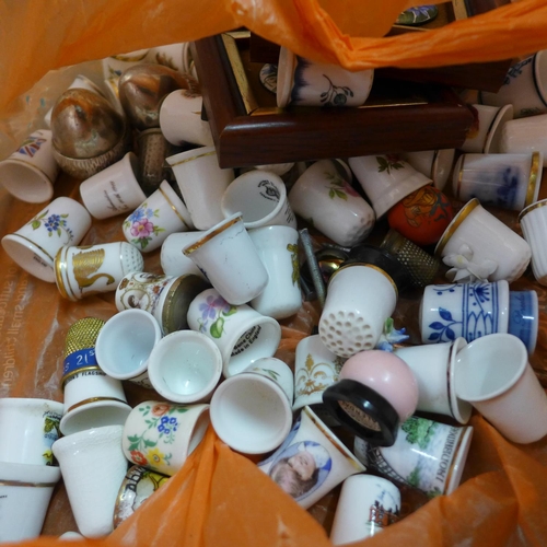 1206 - Assorted items; Hat pins, thimbles, collectors plates, china etc. **PLEASE NOTE THIS LOT IS NOT ELIG... 