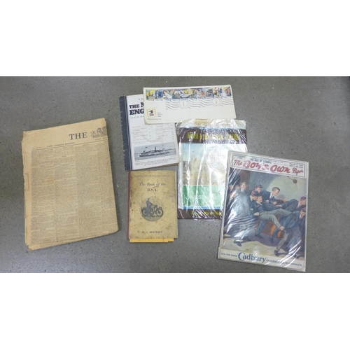 1210 - Mixed ephemera, BSA The Gold Star Book, 1942 The Times edition, Fulham v West Ham 1975 FA Cup Final ... 