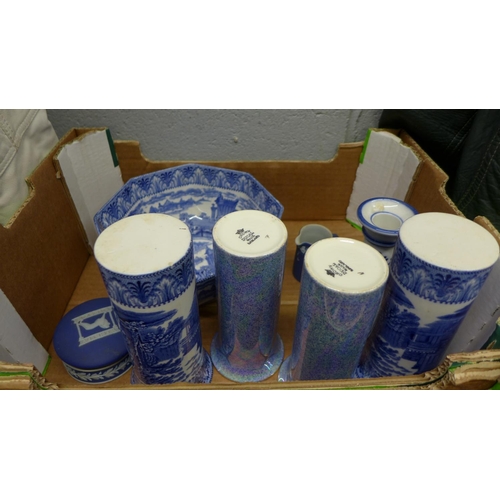 1231 - Assorted blue and white pattern china, including Crown Ducal and Maling **PLEASE NOTE THIS LOT IS NO... 