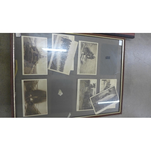 1235 - A framed collection of Daily Mail military prints and a framed set of military cigarette cards