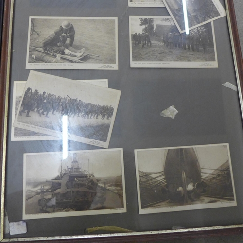 1235 - A framed collection of Daily Mail military prints and a framed set of military cigarette cards