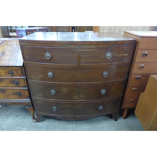 130 - A George III mahogany bow front chest of drawers