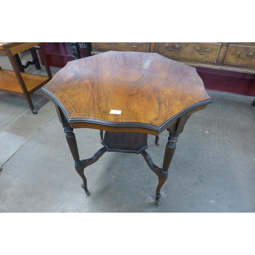 160 - A late Victorian inlaid rosewood octagonal centre table