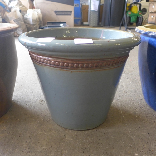 2285 - 3 Large glazed plant pots