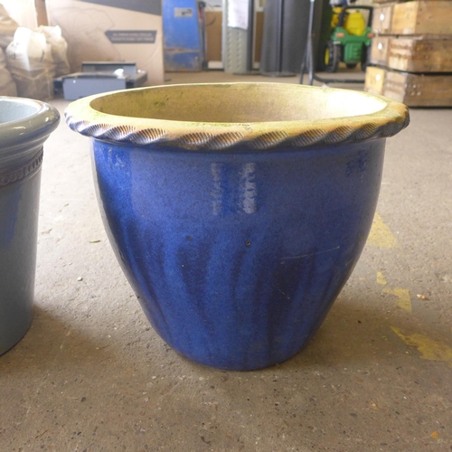 2285 - 3 Large glazed plant pots