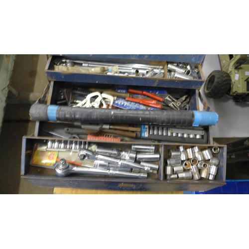 2035 - Cavalier tool box with sockets, spanners, mole grips