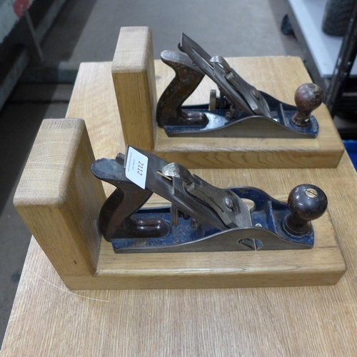 2112 - Two Record wood planes made into a pair of bookends