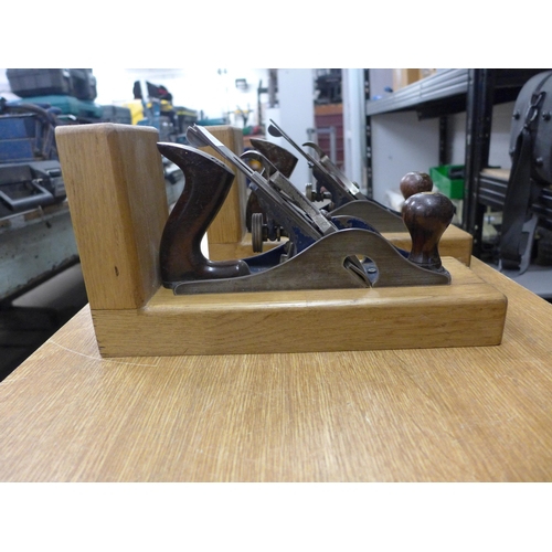 2112 - Two Record wood planes made into a pair of bookends