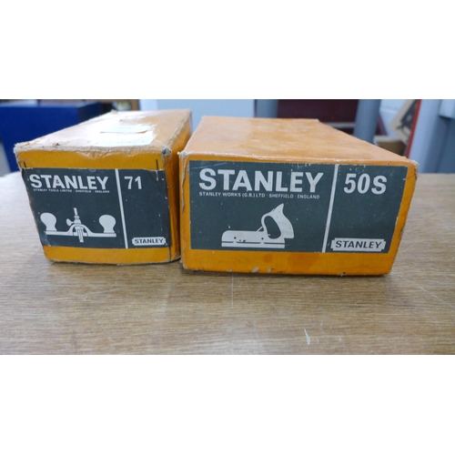 2165 - Two Stanley wood planes, combination and router, model number 71 and 50S