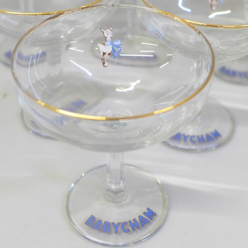 619 - Six Babycham glasses