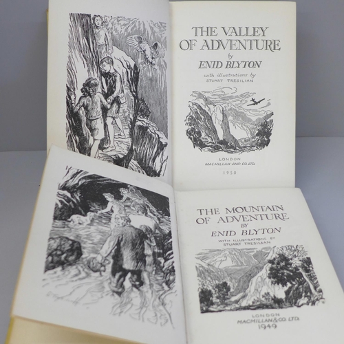 651 - Two Enid Blyton novels; The Mountain of Adventure 1949, The Valley of Adventure 1950, illustrations ... 