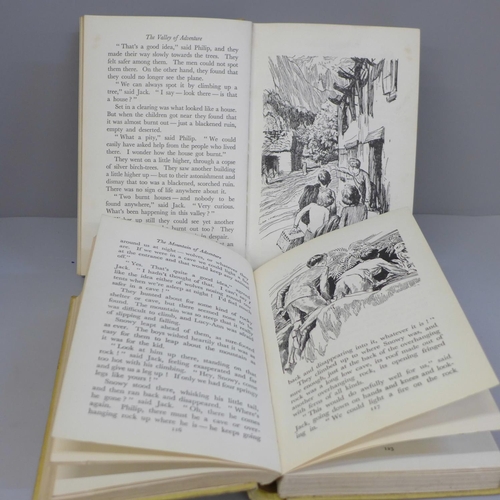 651 - Two Enid Blyton novels; The Mountain of Adventure 1949, The Valley of Adventure 1950, illustrations ... 