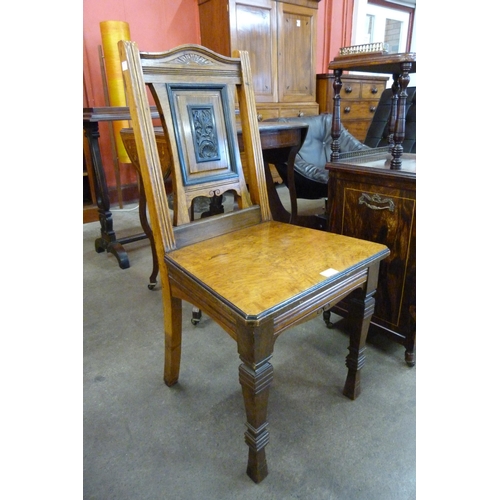 107 - A Victorian Aesthetic Movement pollard oak hall chair