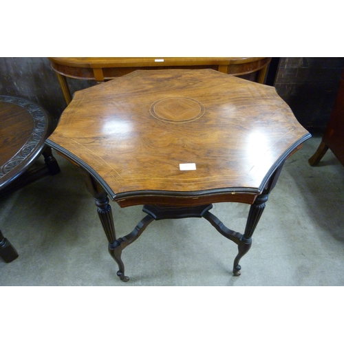 160 - A late Victorian inlaid rosewood octagonal centre table