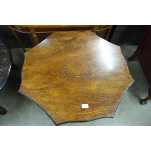 160 - A late Victorian inlaid rosewood octagonal centre table