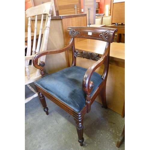 184 - A Regency mahogany elbow chair