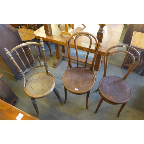 235 - Three early 20th Century beech bentwood chairs