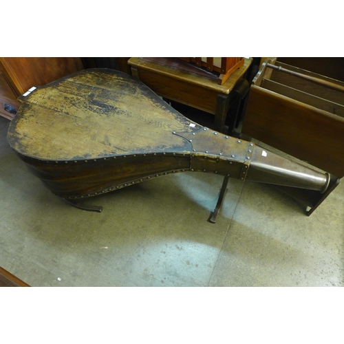 265 - A large pair of 19th Century elm and metal furnice bellows