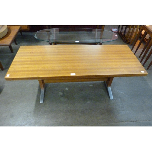 57 - A teak and chrome rectangular coffee table