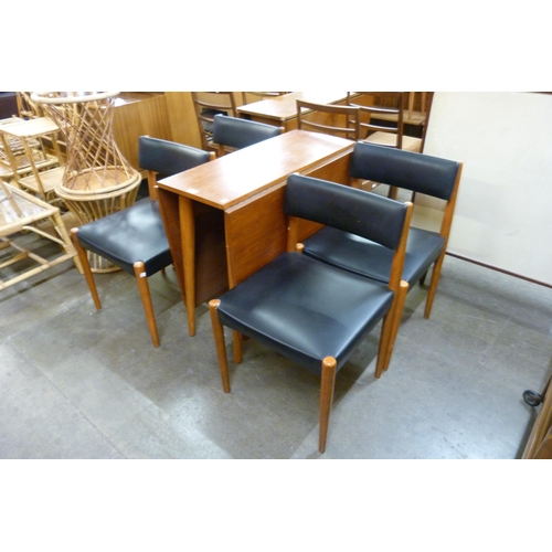 89 - A teak drop-leaf dining table and four chairs