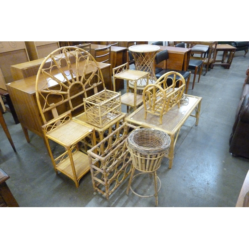 90 - Assorted bamboo and rattan occasional furniture