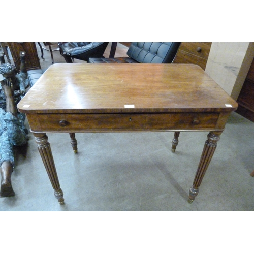 97 - A George IV mahogany single drawer writing table, attributed to Gillows of Lancaster