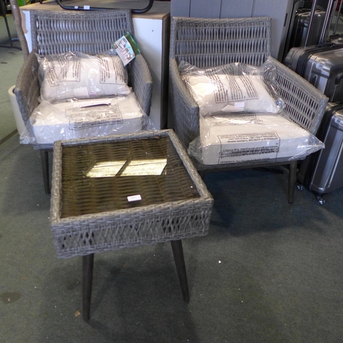 3040 - Agio Three Piece Woven Bistro Set, original RRP £499.99 + VAT (289-127) * This lot is subject to VAT