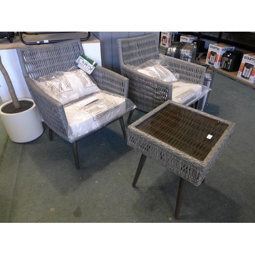 3040 - Agio Three Piece Woven Bistro Set, original RRP £499.99 + VAT (289-127) * This lot is subject to VAT