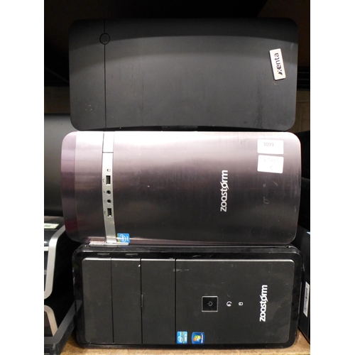 3099 - 2 x HP Prodesk tower computer, 3 by Zoostorm & 1 by Xenta (all storage removed) * this lot is subjec... 