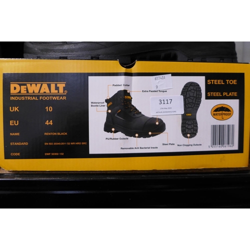 3117 - Pair of men's DeWalt black steel toe cap boots - UK size 10 * this lot is subject to VAT